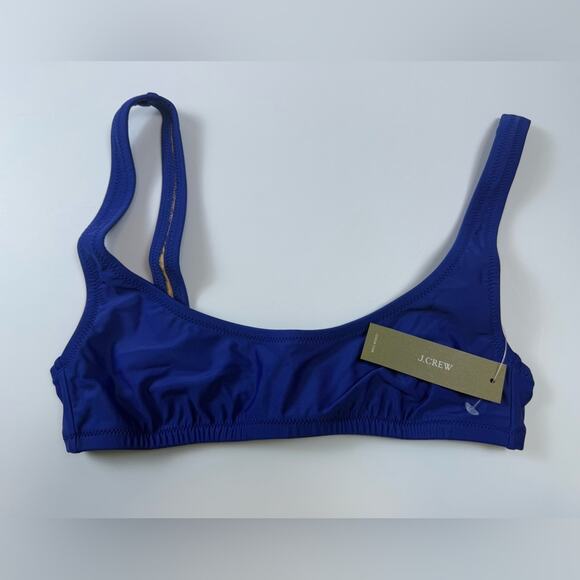 NWT J. Crew Heritage Scoop Neck Bikini Top Harbor View Blue Size XS - Picture 1 of 6